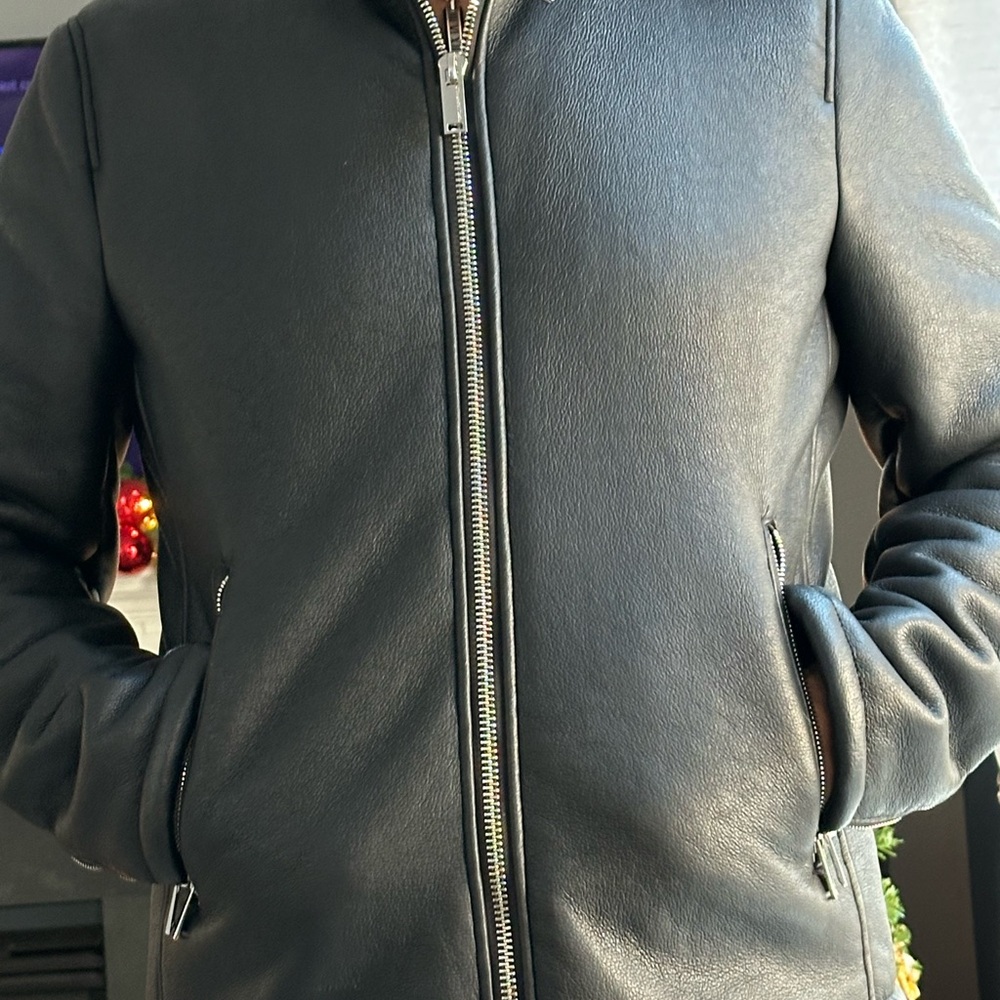 Karl Lagerfeld Black Textured faux leather Jacket